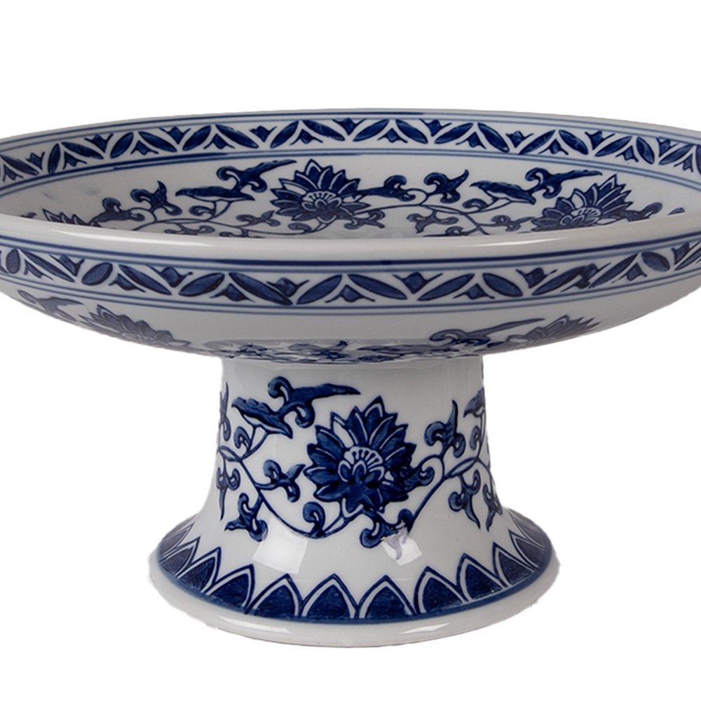 Taartplateau Ø 26 cm wit blauw porselein