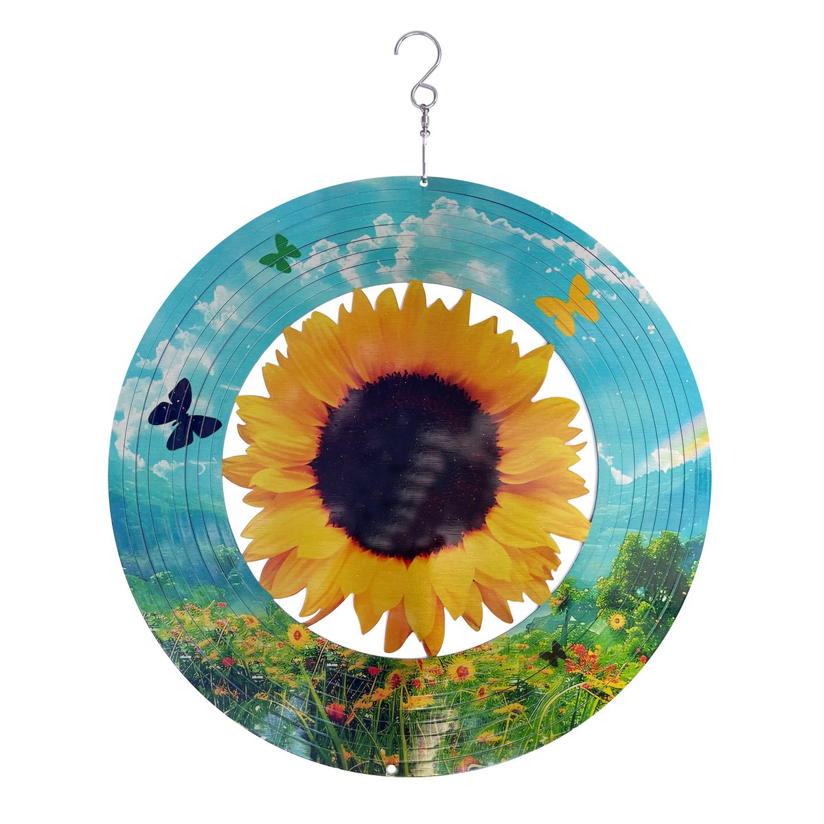 Windspinner, Spin Art, RVS, Zonnebloem/Sunflower ,12SUNFLOW, Geel, Ø30cm