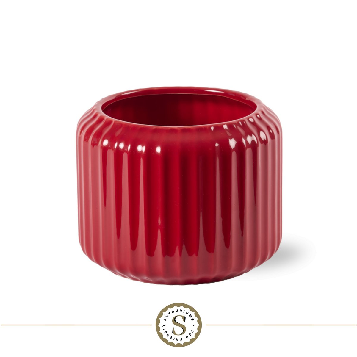 Sierpot keramiek 16 cm Dark Red ribpatroon