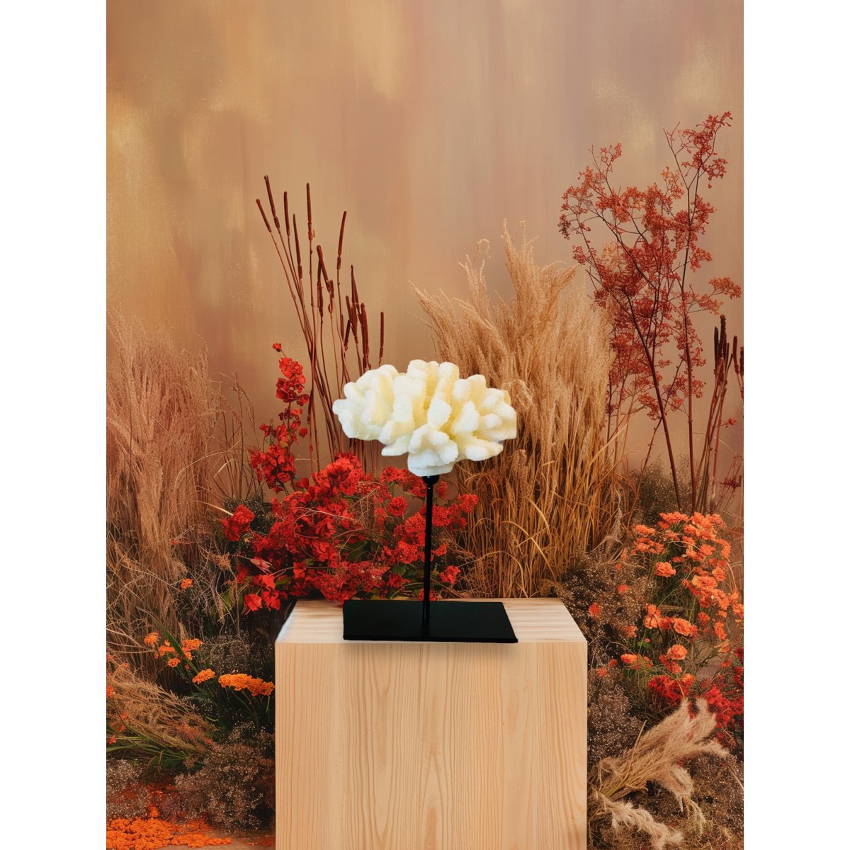 Koraaldecoratie 25x15x15 cm met metalen standaard