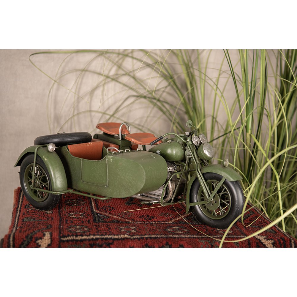 Miniatuur motor decoratie 38x26x18 cm groen ijzer