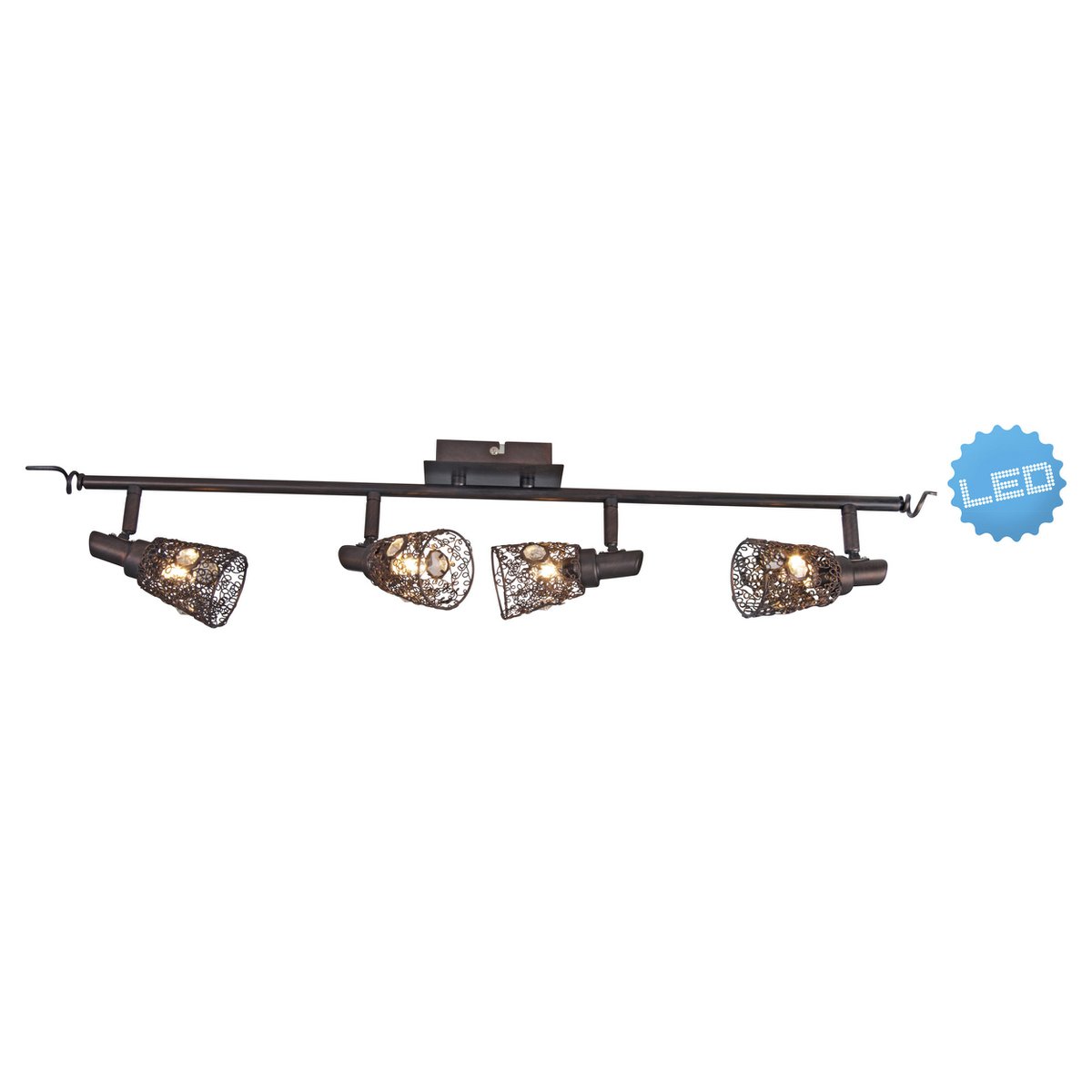 Antigua Rust-Colored LED Ceiling Light with Four G9 Sockets