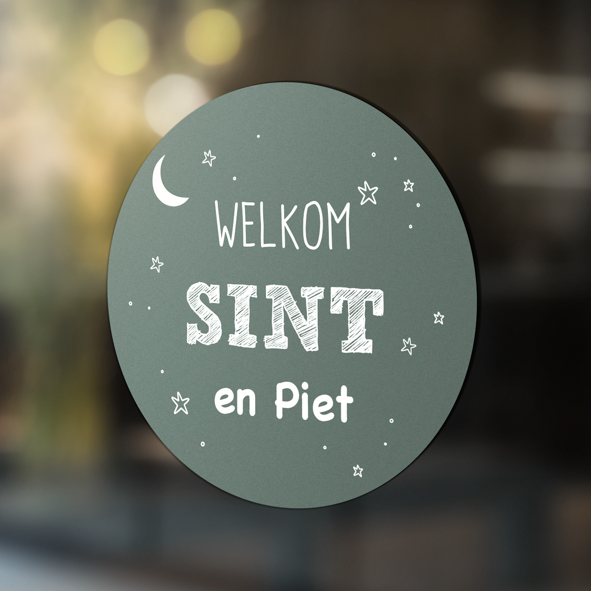 Welkom sint en piet sticker Ø30-60 cm