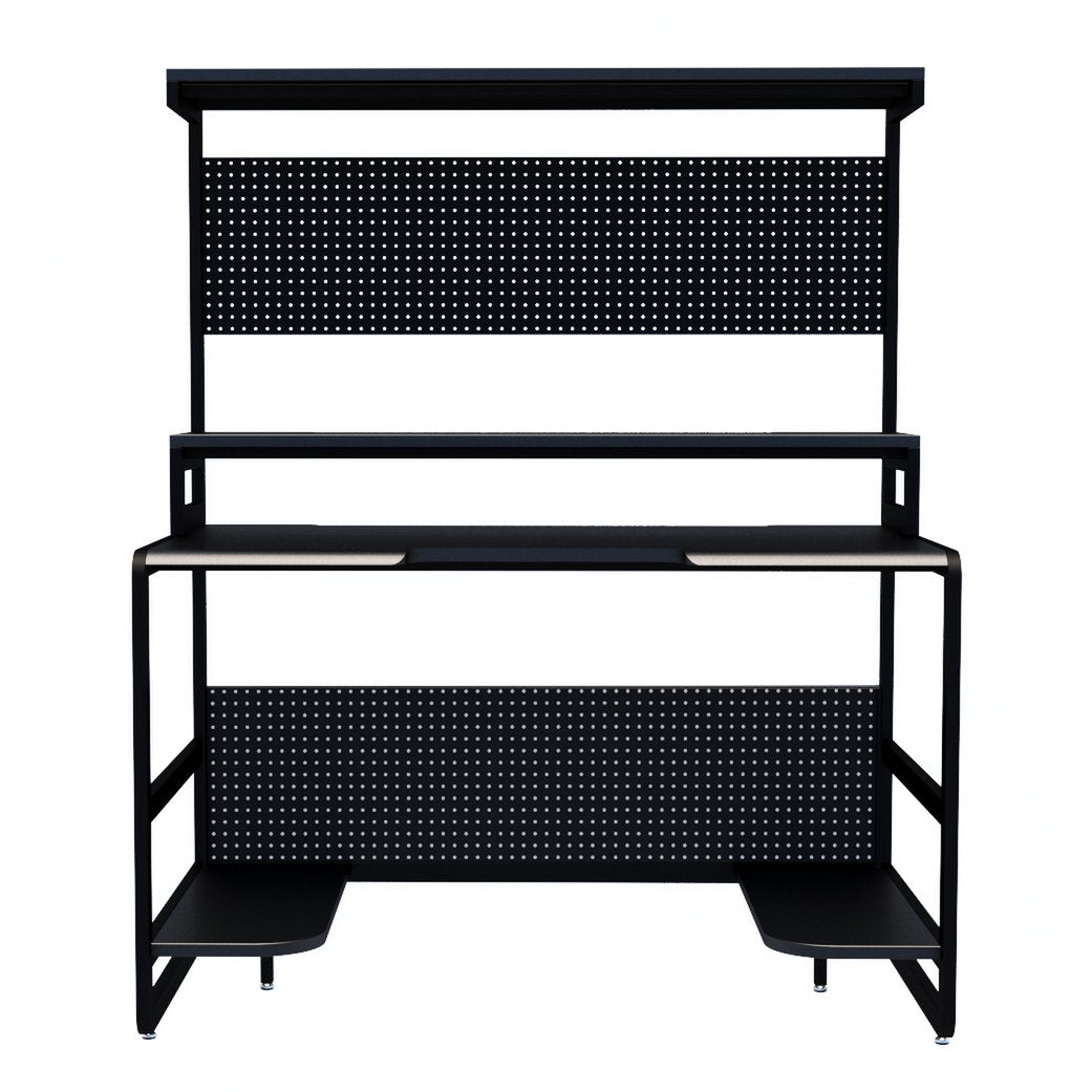 Bureau zwart metaal met planken