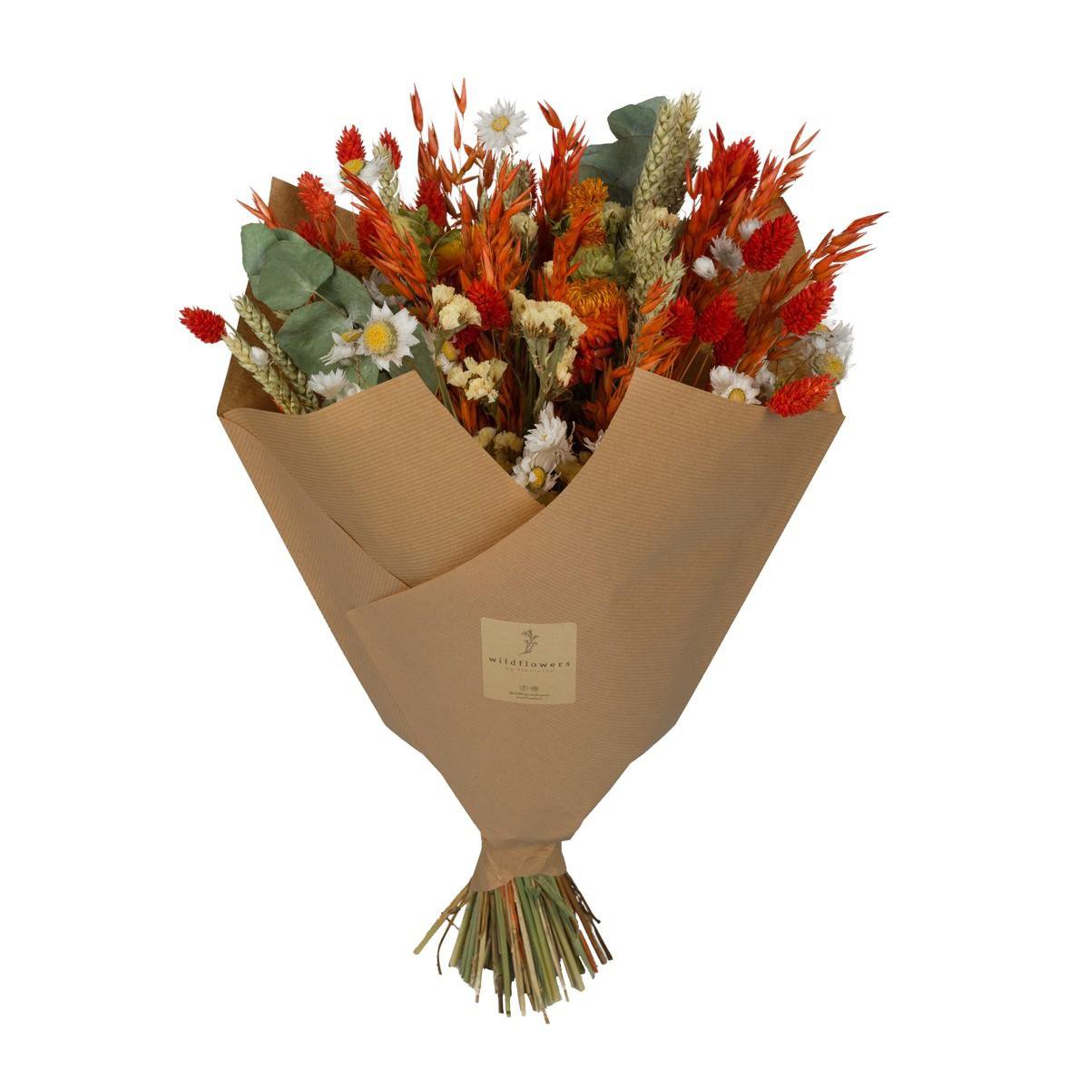 Droge bloem - klassiek boeket - oranje - ↕60 cm