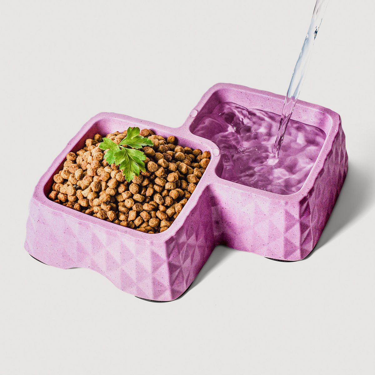 NE & NO® Bamboo Double Bowl for Cats and Dogs