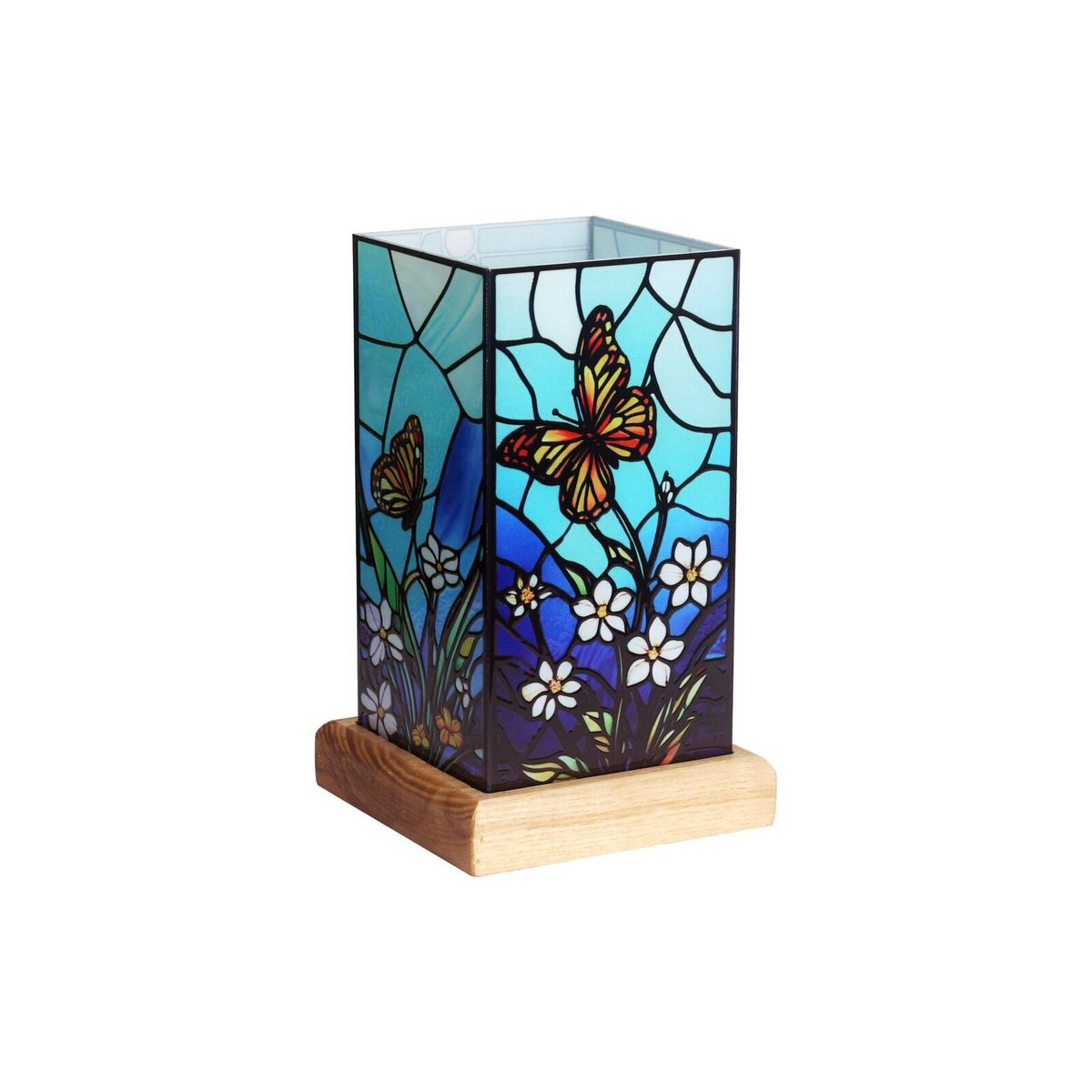 LED lamp vlinder acryl houten voet 10x10x16,5 cm