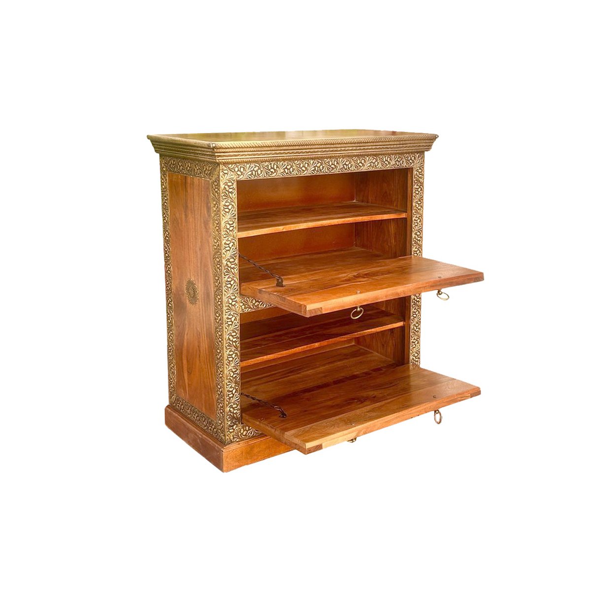Schoenenkast 83x94x40 cm acacia metaal kleurrijk