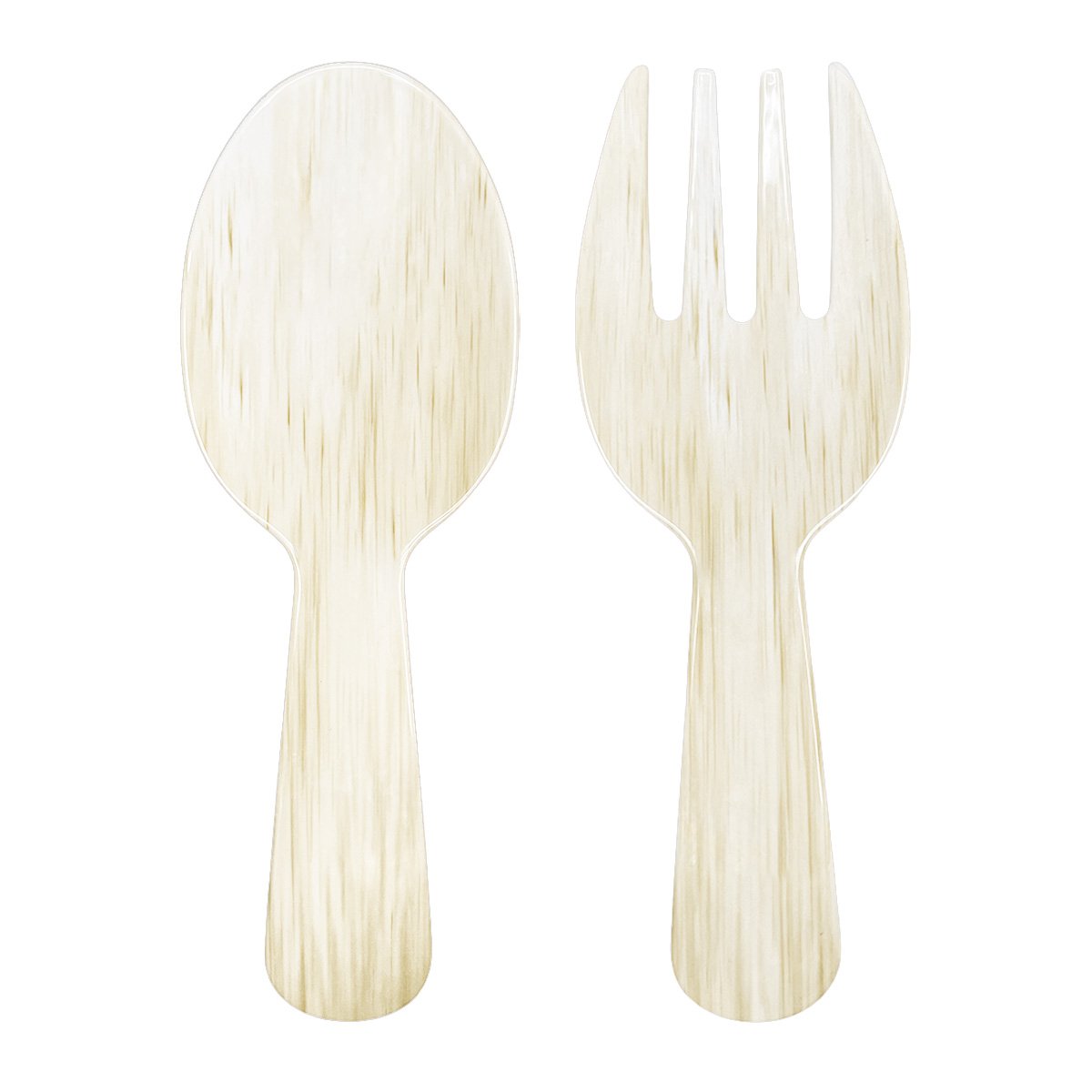 Slakom met saladebestek melamine crème 30.5 cm