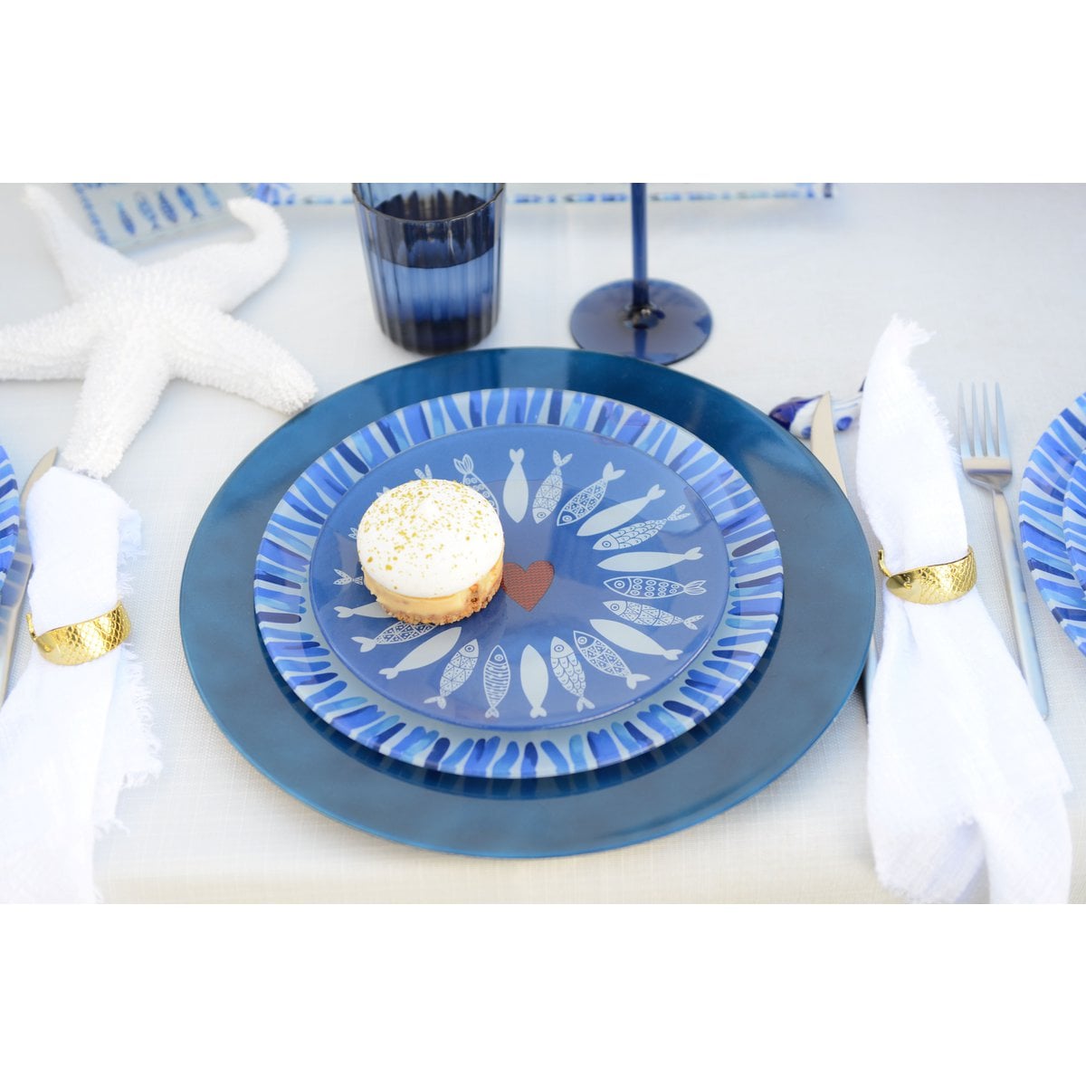 Visplaten 20x20x1.3 cm donkerblauw set 6