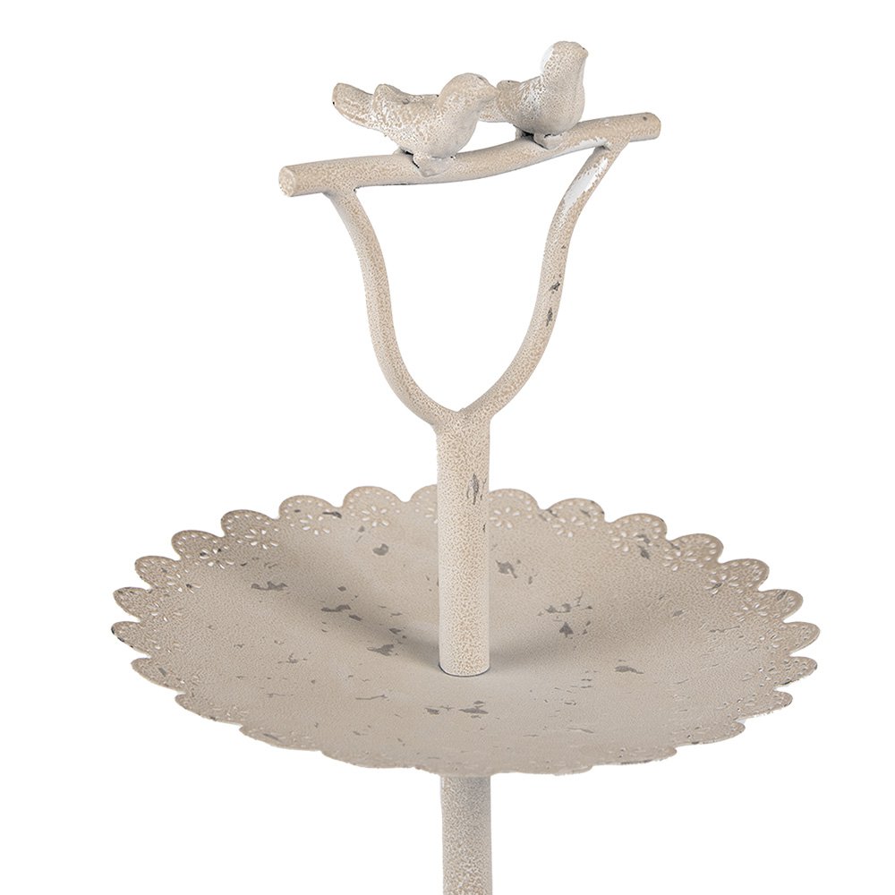 2-Tier Stand Ø 32x51 cm Beige Metal Birds