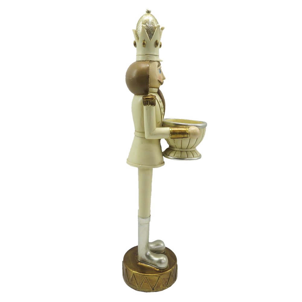 Theelichthouder notenkraker 30 cm beige bruin