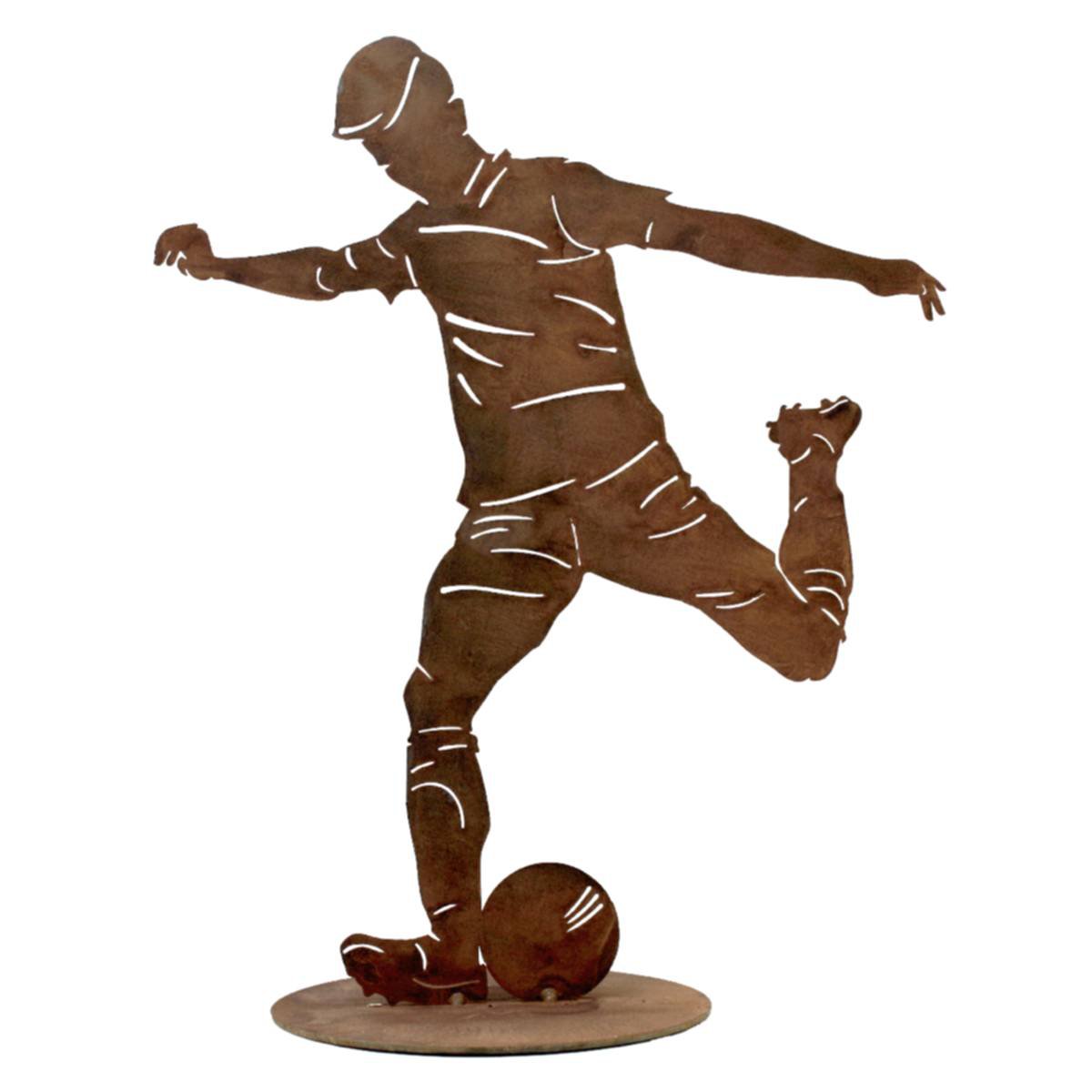 Football player with ball | Metal rust decorative figure |