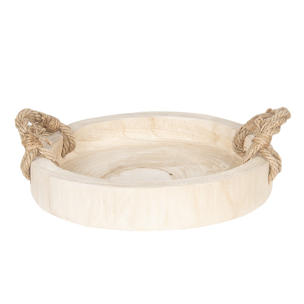 Decorative Tray Ø 35 cm Brown Wood Serving Dish