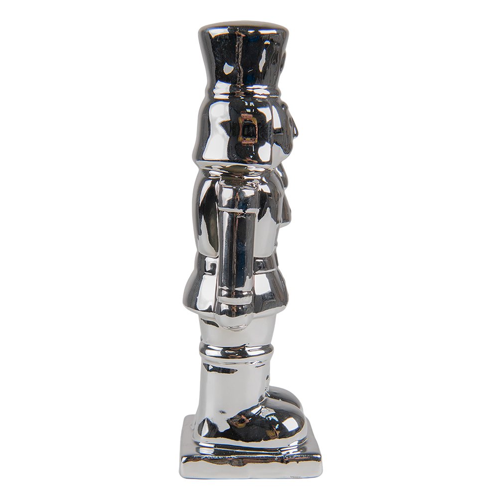 Notenkraker beeld 19 cm zilverkleurig porselein