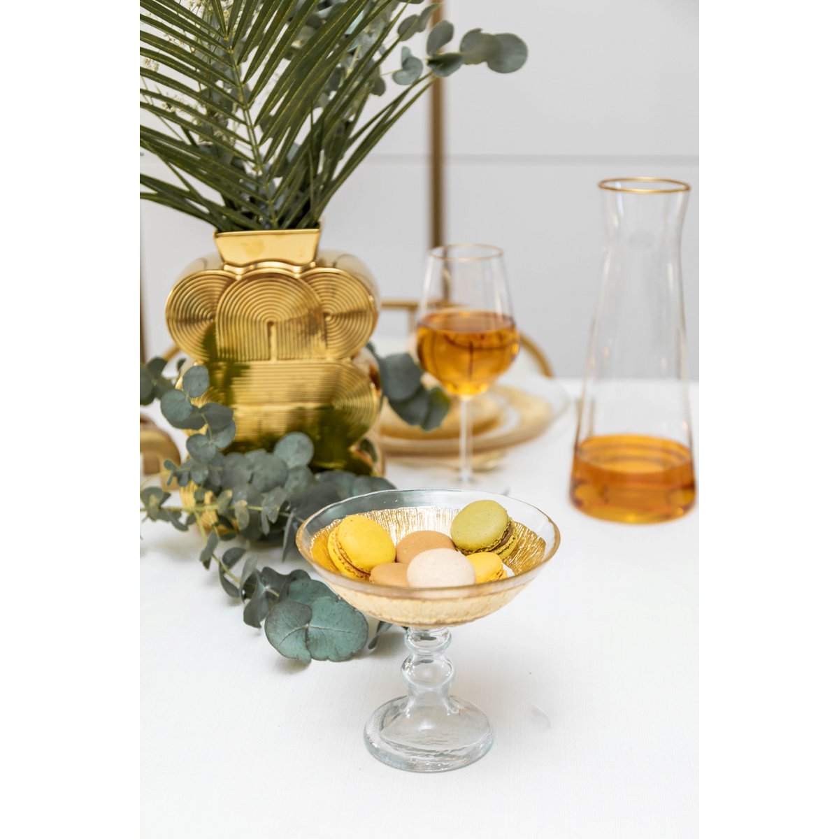 Fruitschaal glas goud 15x15x14.5 cm