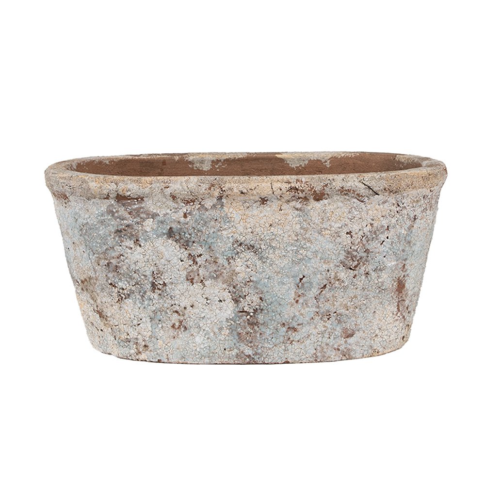 Bloempot 26x13x12 cm Beige Blauw Terracotta