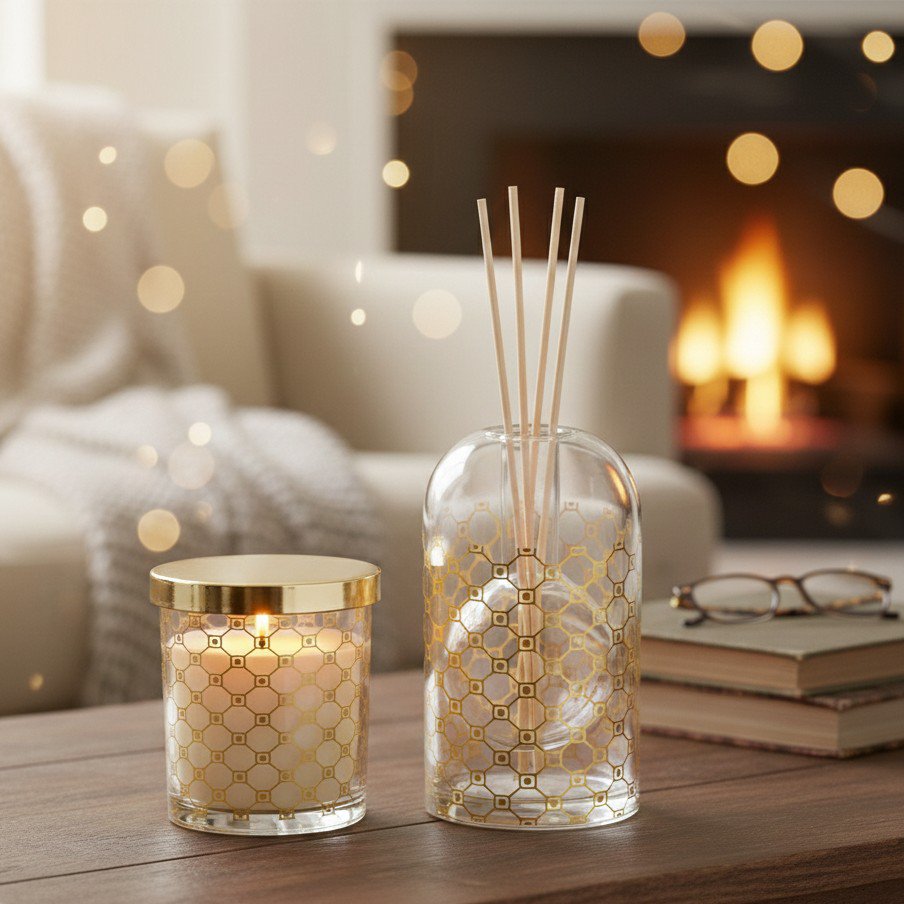 Diffuser glas goud 8,5x14 cm musk