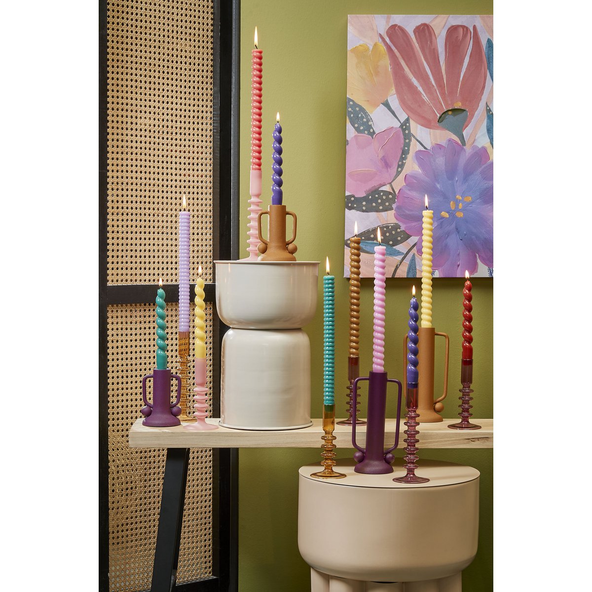Candle holder Ula Light brown