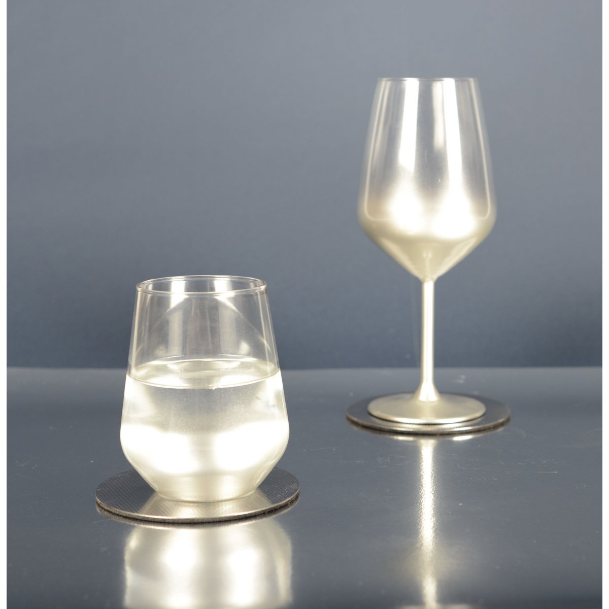 Waterglazen set van 6 zilver glas 8x8x11 cm