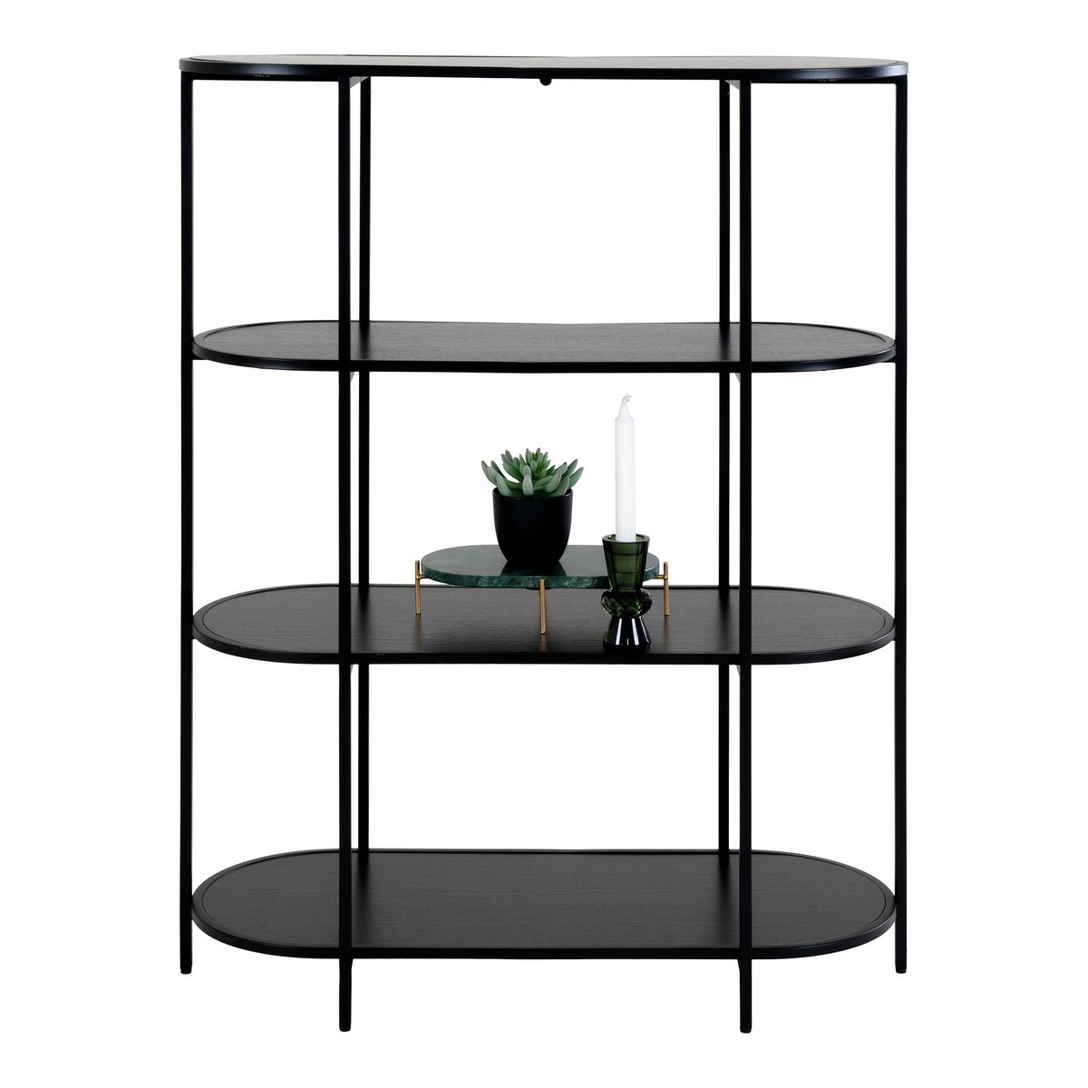 Vita Plank Black With Steel Four Shelf Storage