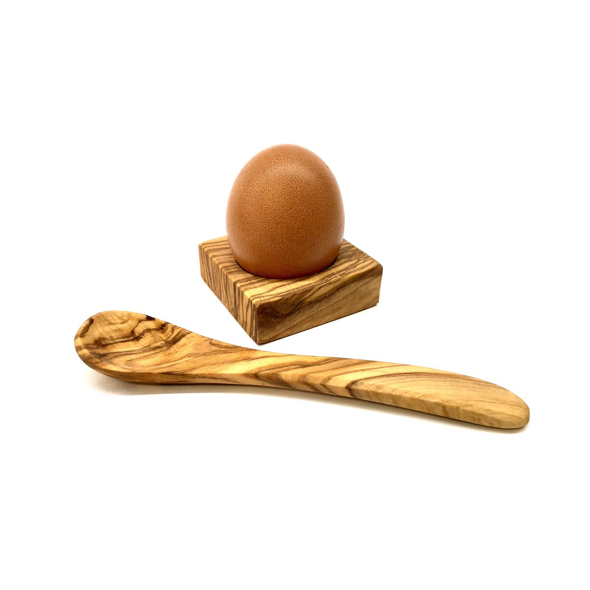 Eierhouder olijfhout met eierlepel