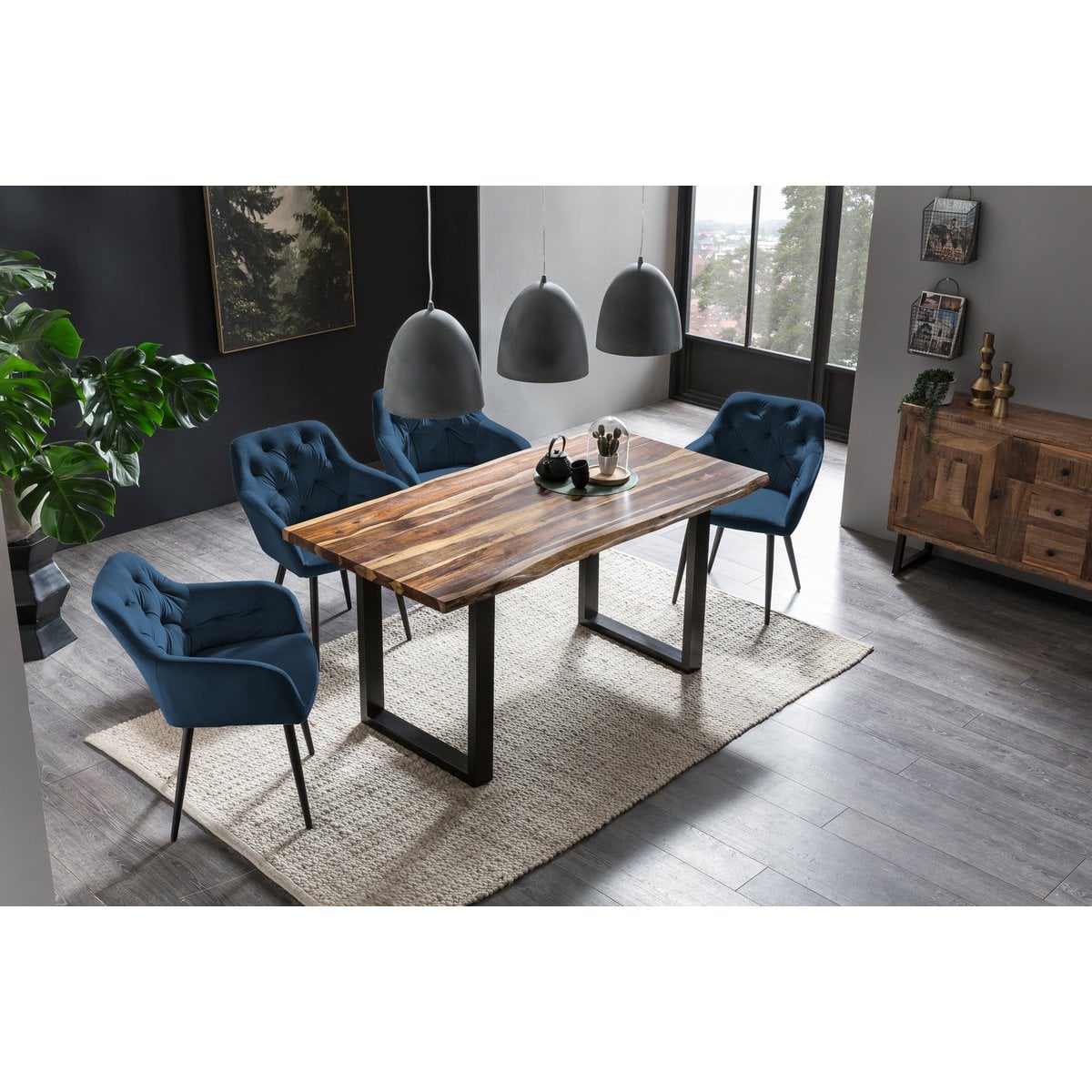 Fauteuil blauw fluweel