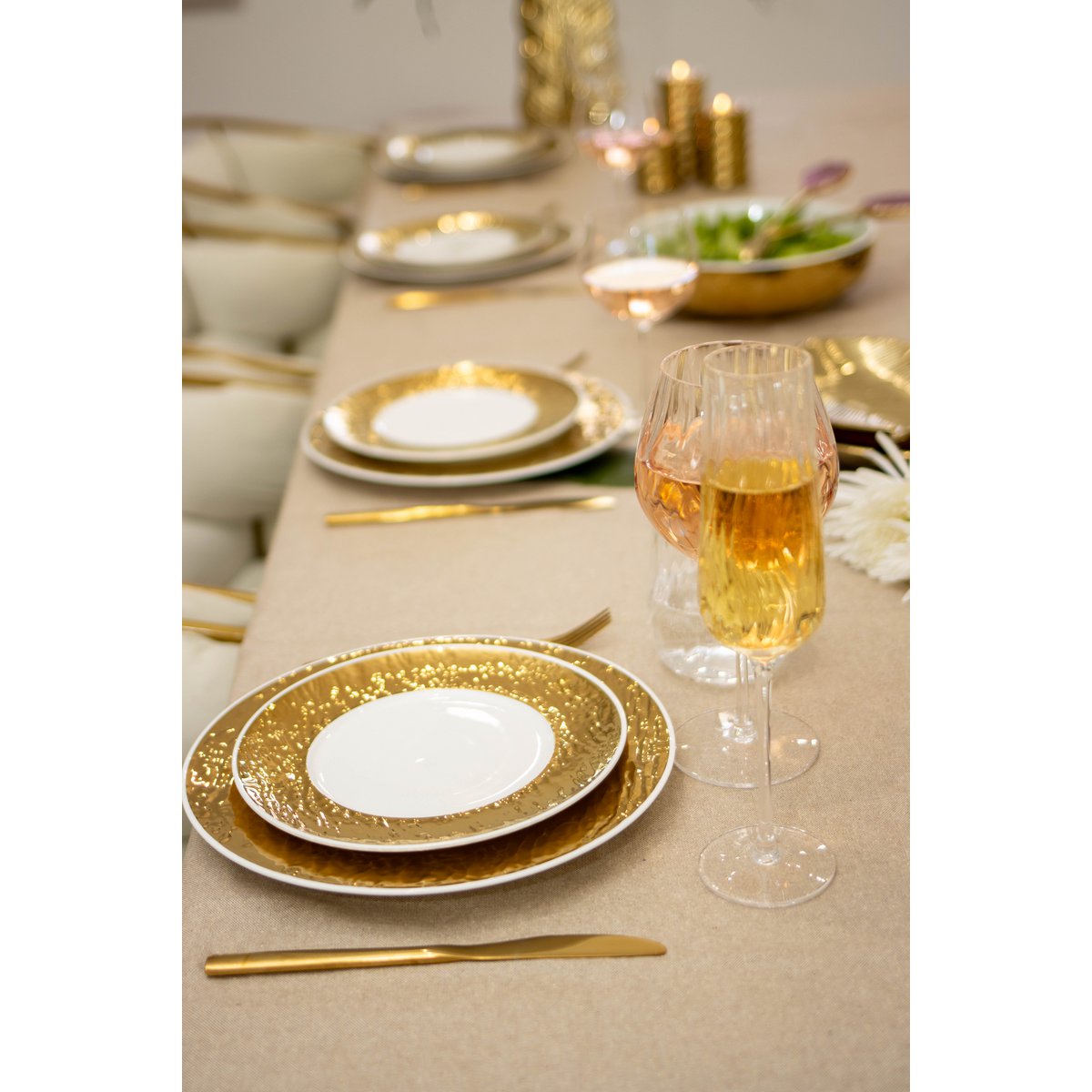 Dessertbord 22 cm wit goud porselein