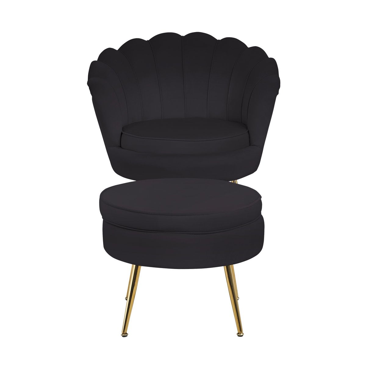 Zwart fluwelen schelp fauteuil