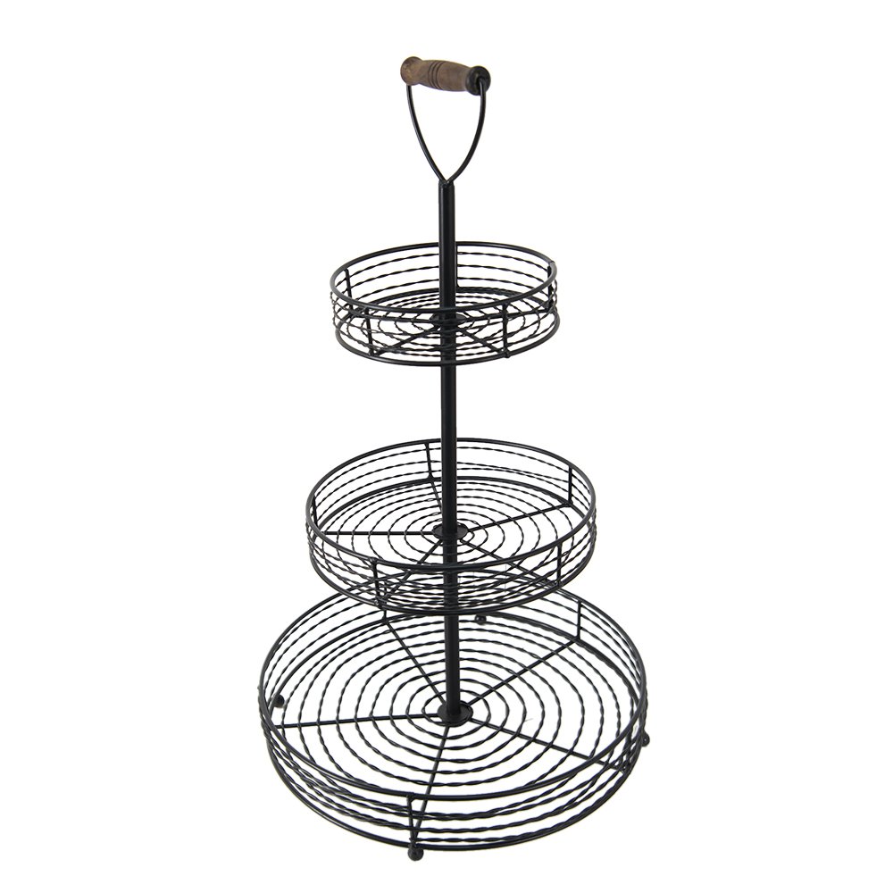 Etagère 3 laags Ø 34x59 cm Zwart IJzer fruitschaal etagère