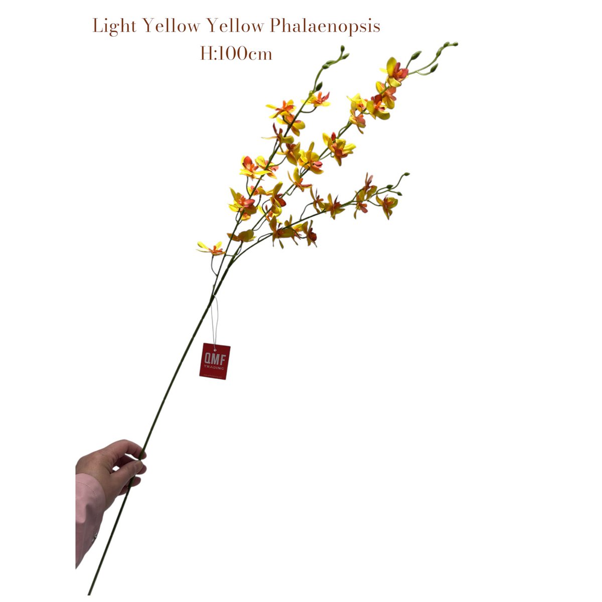 Kunstbloem Phalaenopsis 100 cm lichtgeel zijde