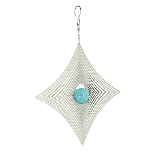 Windspinner Ø 20 cm glaskristal blauwe kogel RVS