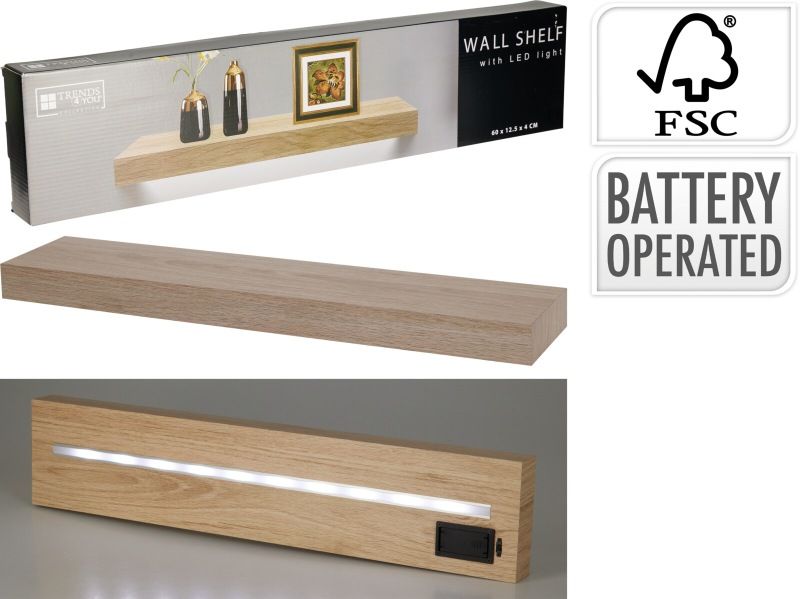 Trends4You Wandplank Met Led Verlichting - Bruin