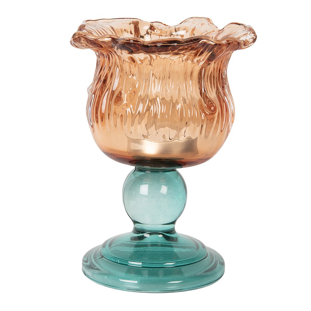 Waxinelichthouder Ø 10x14 cm Oranje Glas