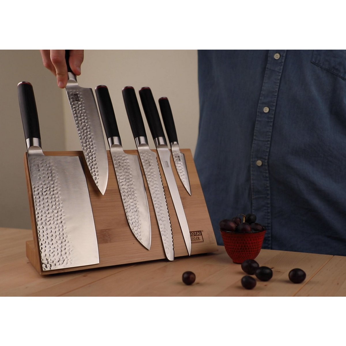Keukenaccessoires - KOTAI magnetische bamboe messenhouder (opvouwbaar) - 30 x 22 cm