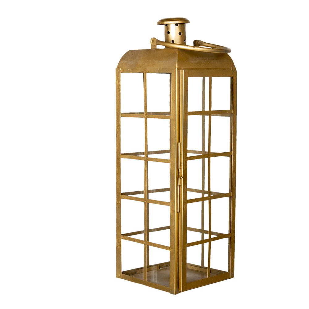 Lantaarn 60 cm koperkleurig glas ijzer