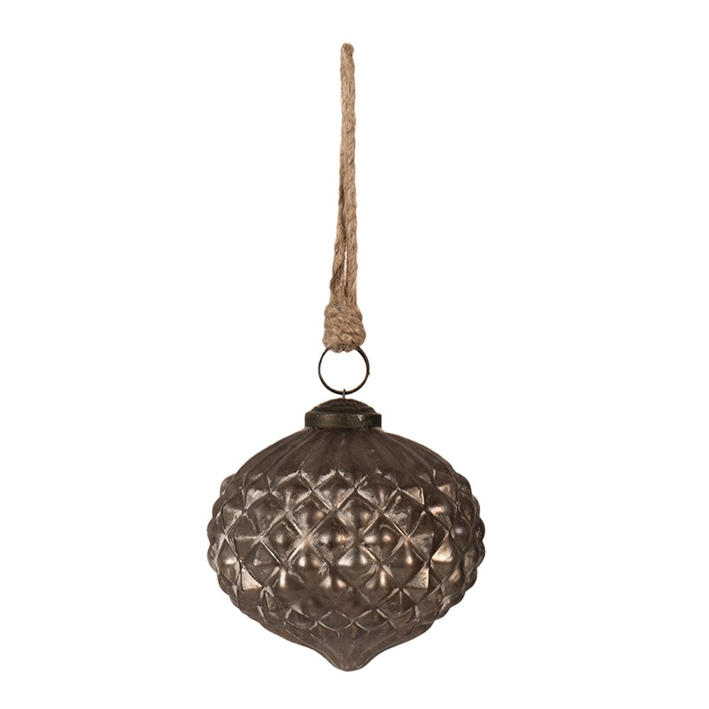 Christmas bauble Ø 10x10 cm Grey Glass Christmas tree decoration