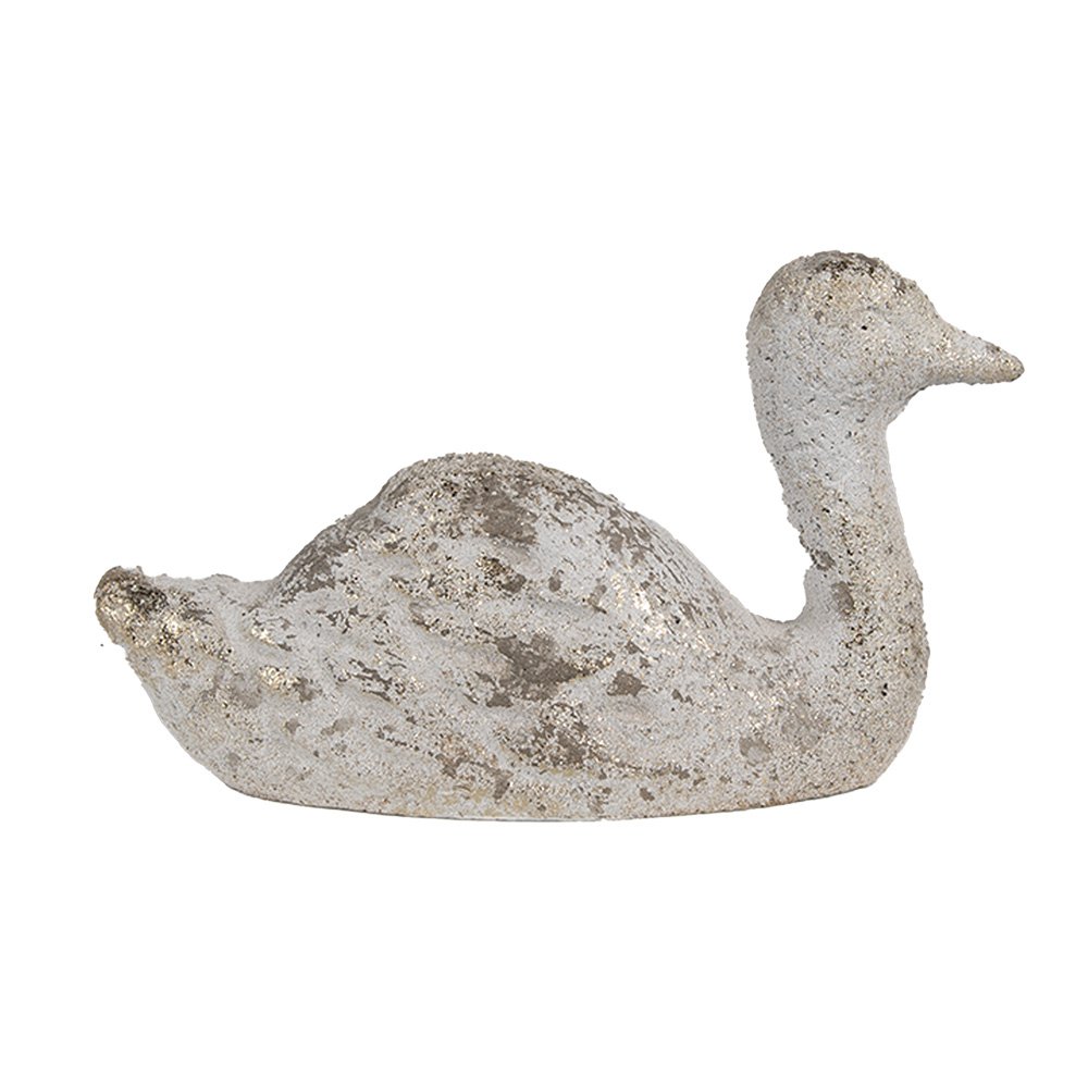 Decoratie Beeld Eend 15x5x9 cm Wit Steen