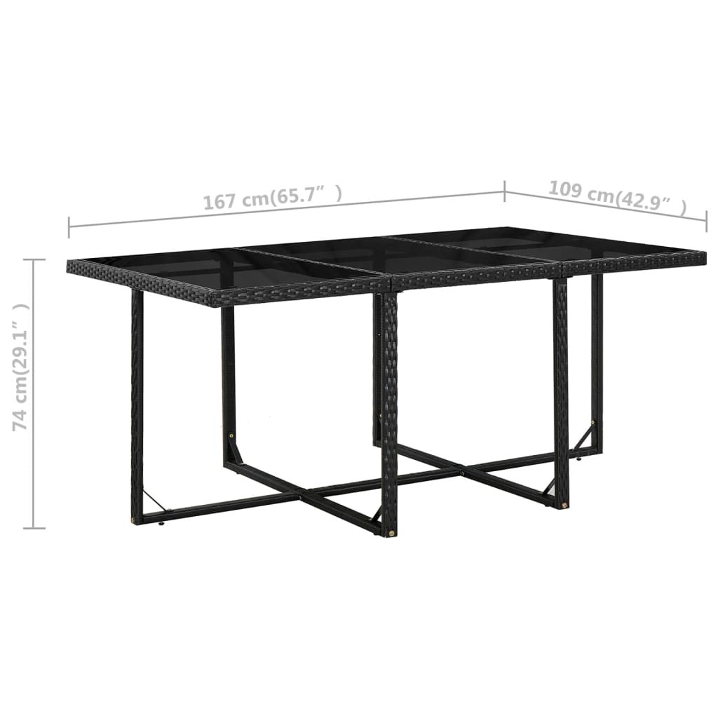 -Delige Tuinset Met Kussens Poly Rattan Zwart En Wit 167 cm tafellengte 6x Fauteuil + 4x voetensteun + Tafel