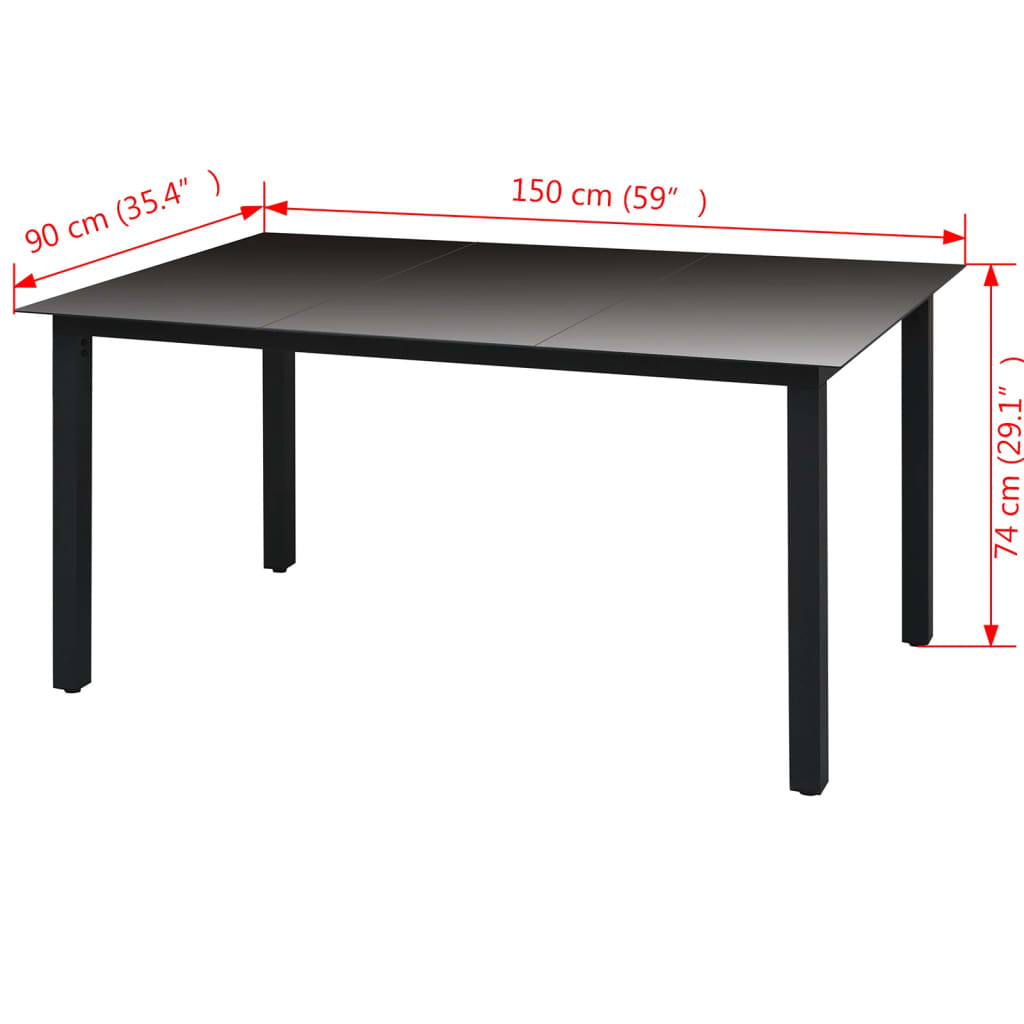 Tuintafel 50X90X74 Cm Aluminium En Glas 150 x 90 cm