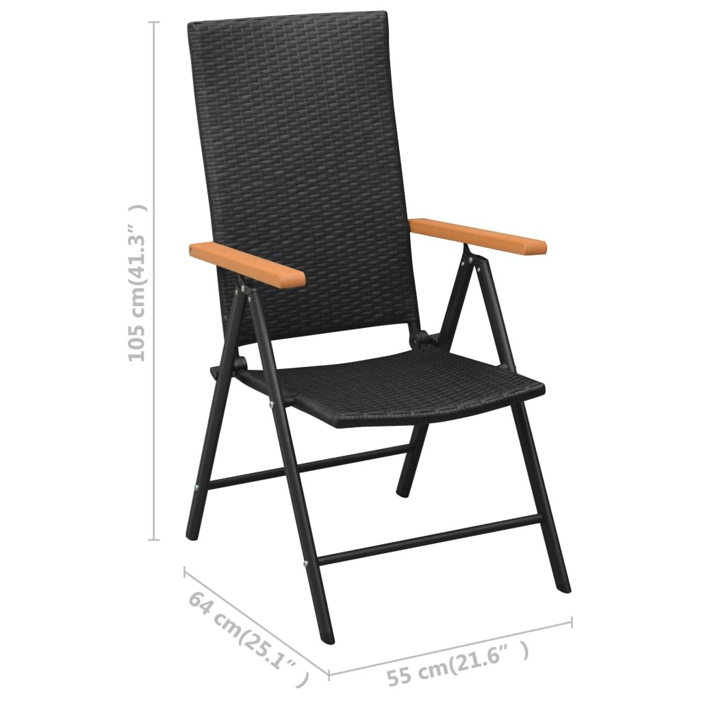 Tuinstoelen Stapelbaar Poly Rattan 2 Zwart en bruin