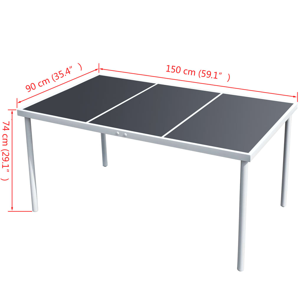 Tuintafel 50X90X74 Cm Staal Zwart 150 cm