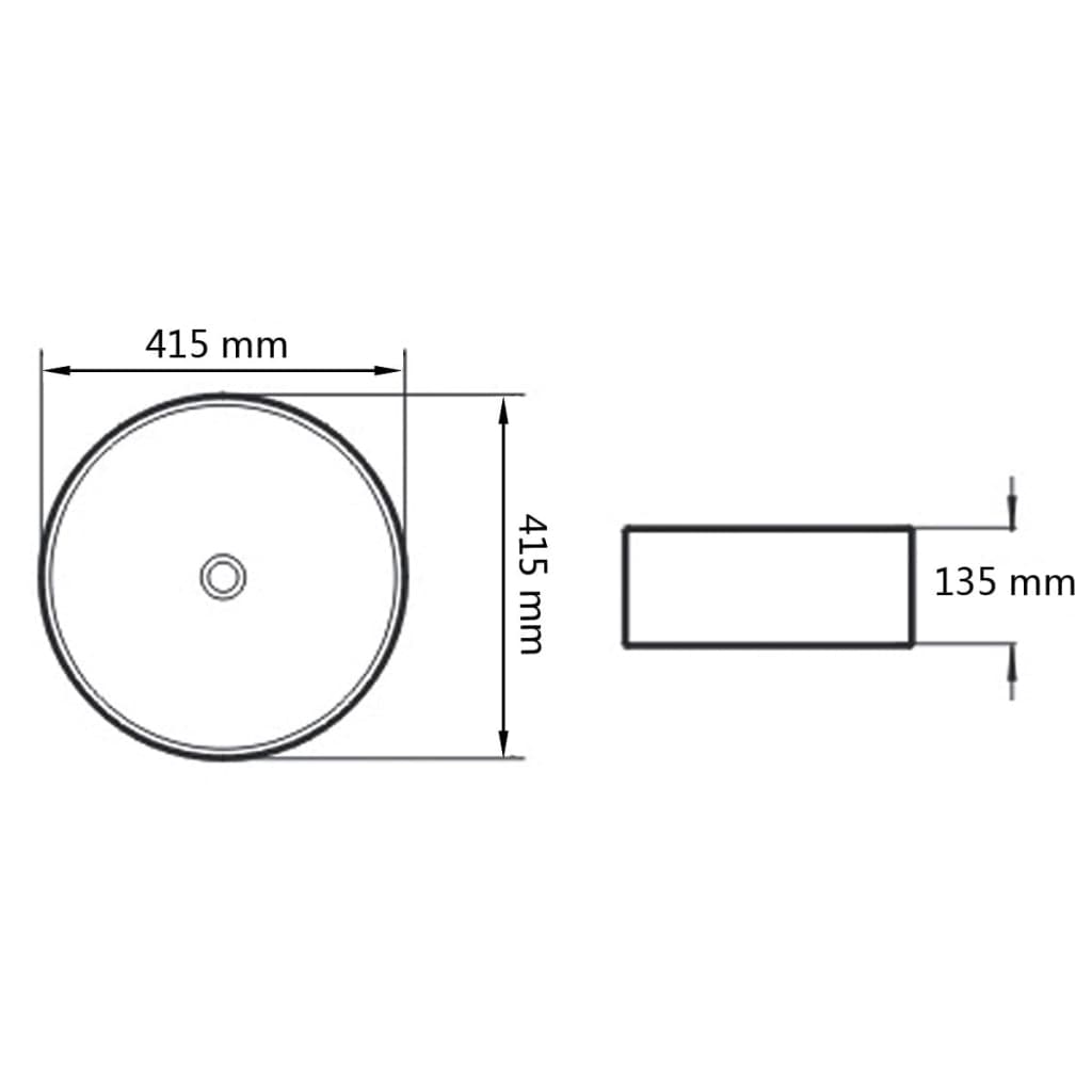 Wastafel Rond Wit 41,5X13,5 Cm Keramiek