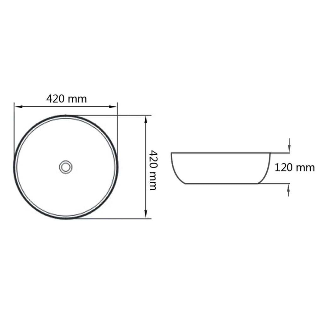 Wastafel Rond Wit 42X12 Cm Keramiek