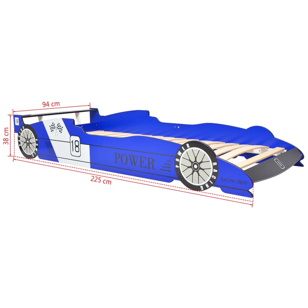 Kinderbed Raceauto Met Led-Verlichting 90X200 Cm Blauw