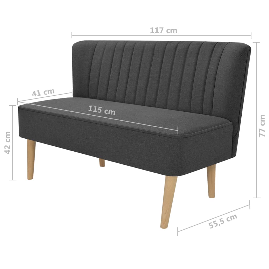 Bank 117X55,5X77 Cm Stof Donkergrijs