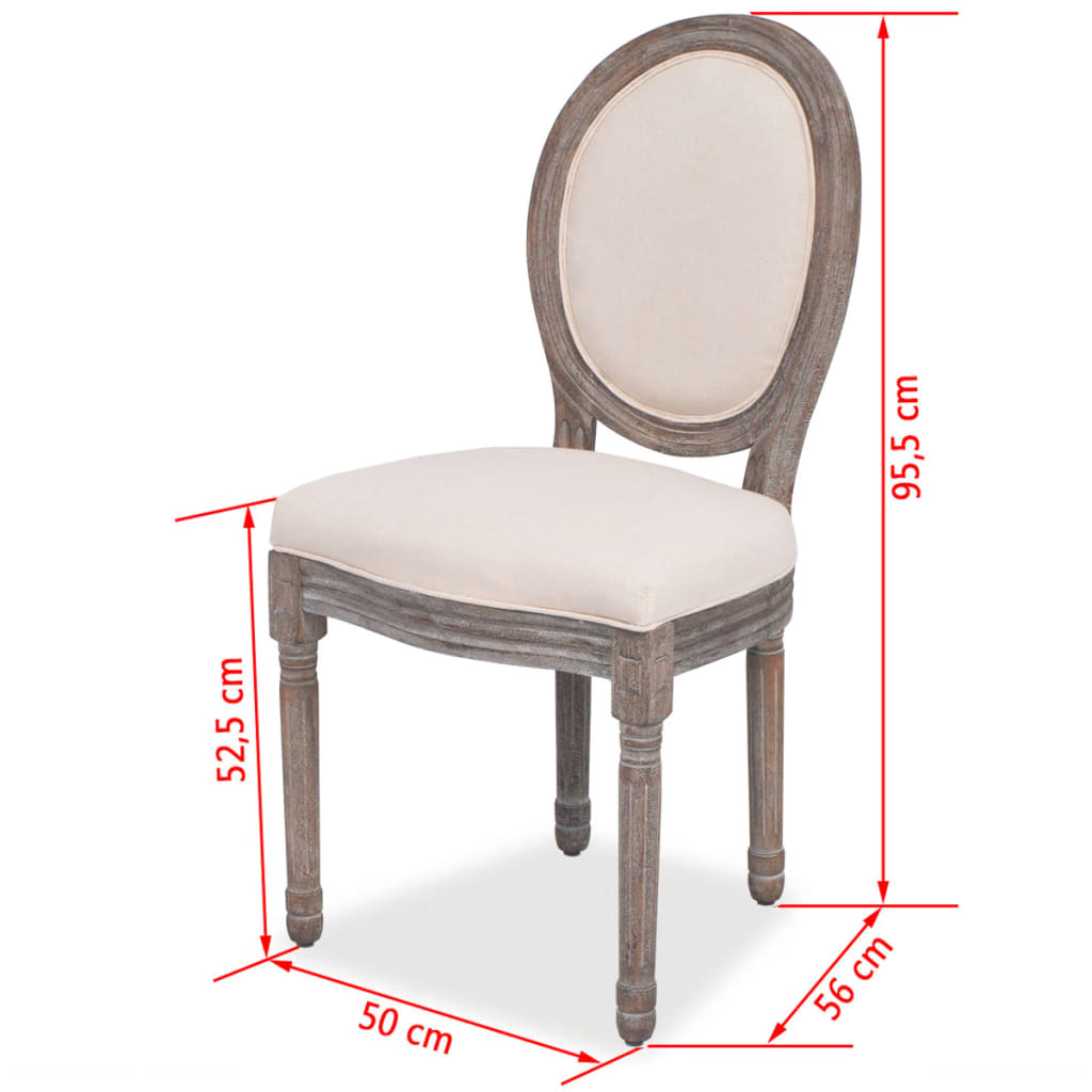 Eetkamerstoelen Stof Crèmekleurig 2 Linnen