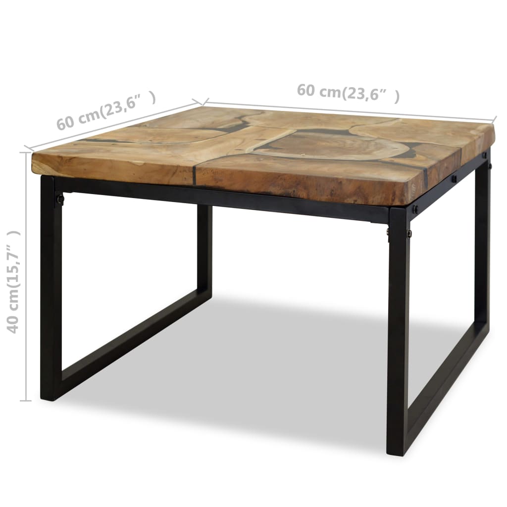 Salontafel 60X60X40 Cm Teakhout En Hars Zwart