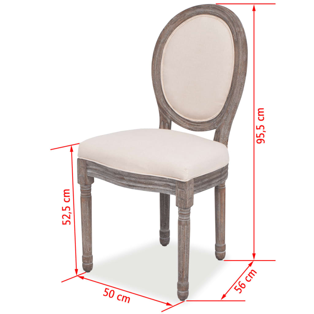 Eetkamerstoelen Stof Crème 6 Linnen