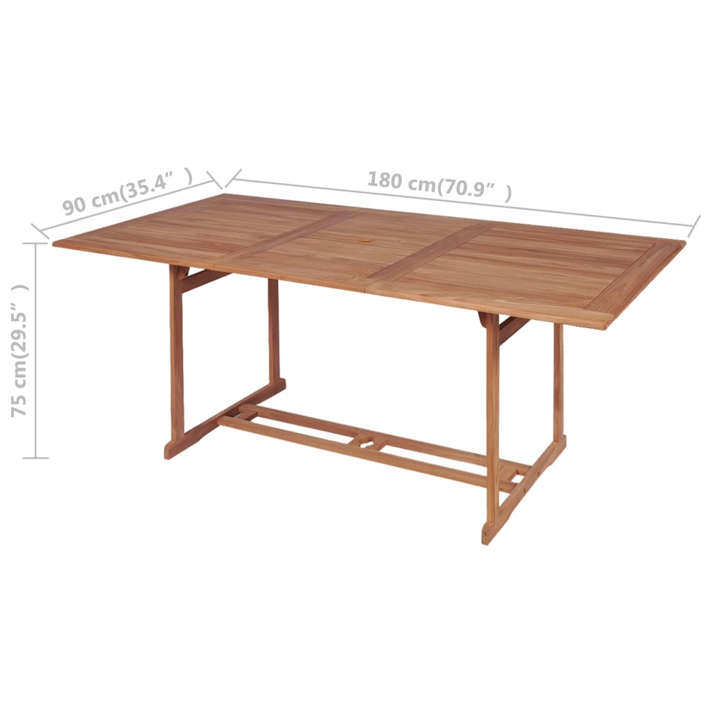 Tuintafel Massief Teakhout 180 x 90 x 75 cm Rechthoekig